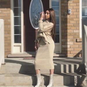 two piece sweater and skirt